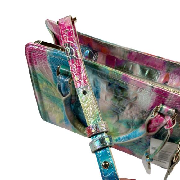 Brahmin Cami leather satchel in alligator design with top handle/cross NWT - Picture 6 of 7